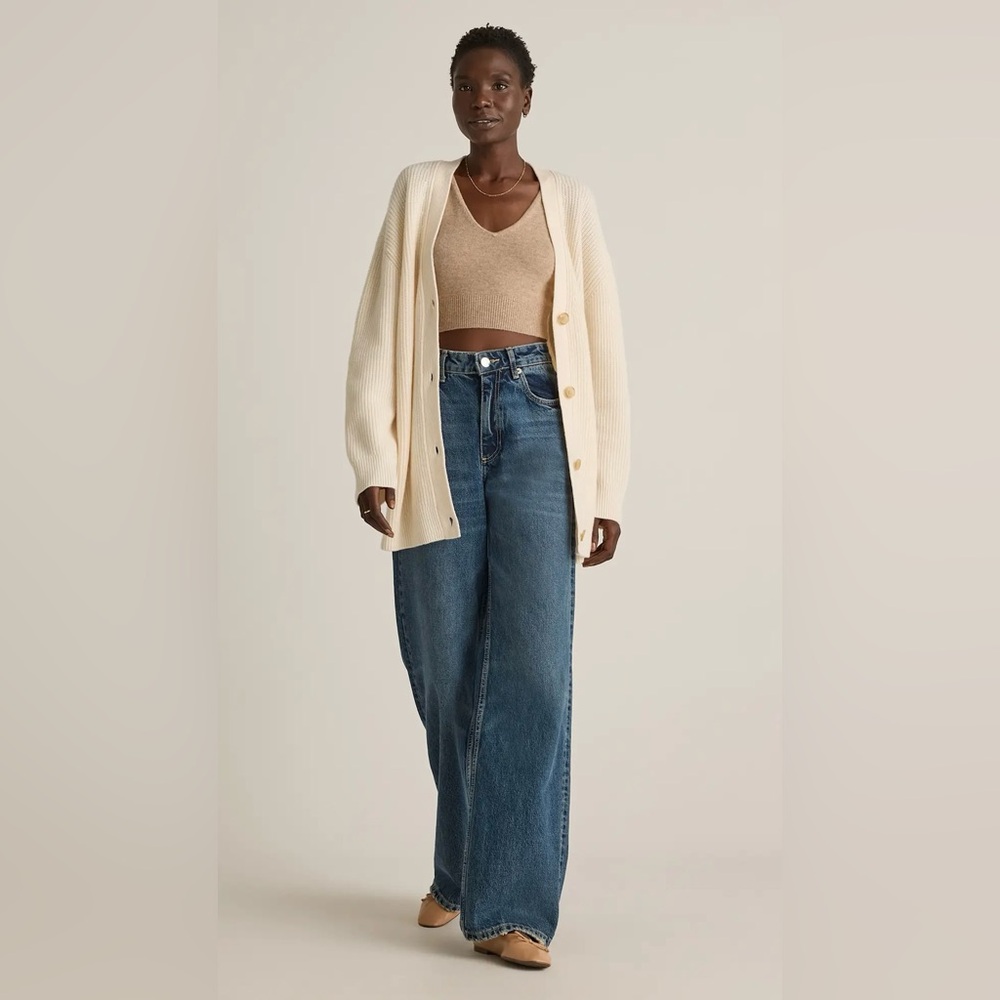 Quince Cream Ribbed Button-Up Cardigan - Picture 3 of 16